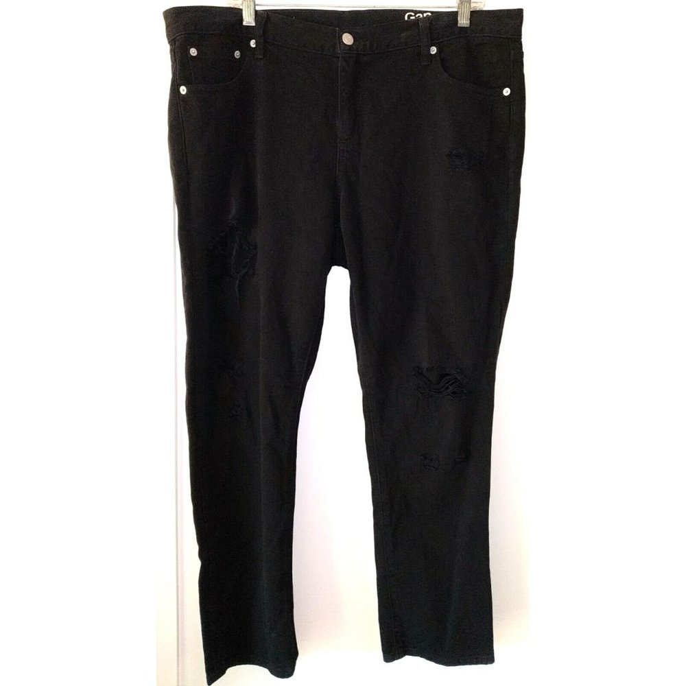 GAP 1969 33/16R Black Wash Distressed Skinny Leg Girlfriend Jeans 26" inseam